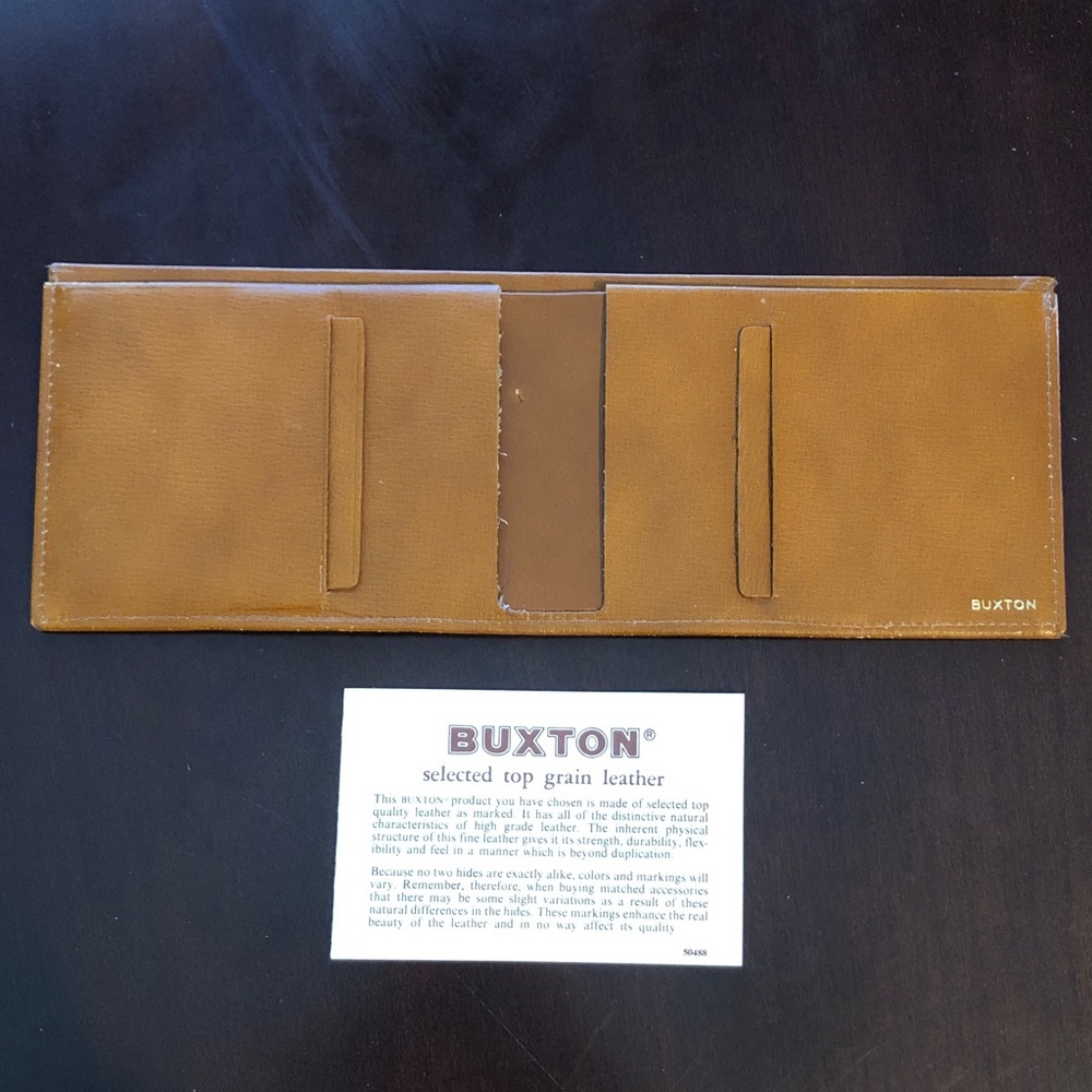 Vintage New Buxton Top Grain Cowhide Leather Bifold Wallet Brown
